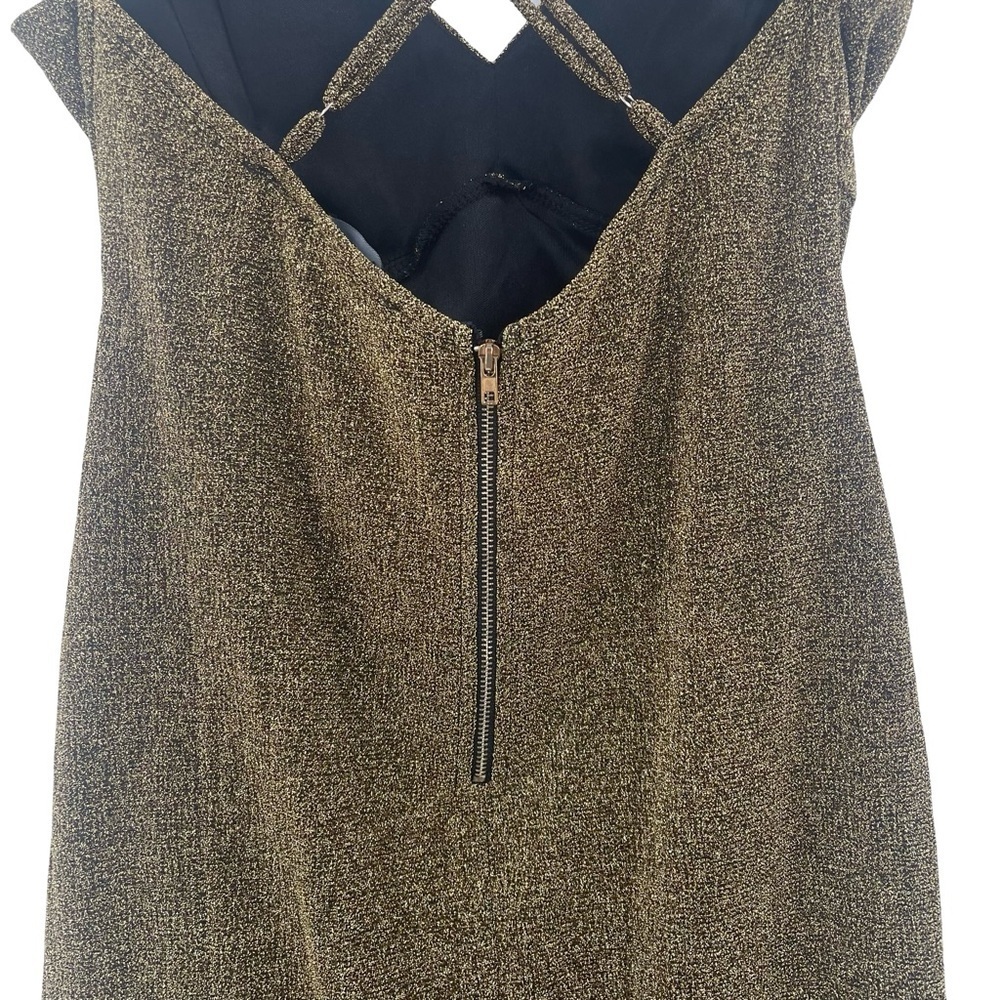 Trac Black and Gold Glitter Mini Dress large - Picture 4 of 8